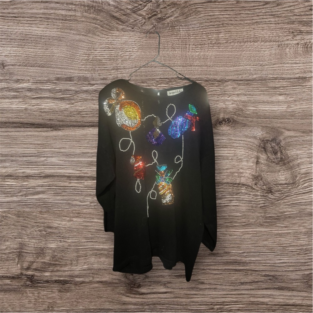 Jacque & KoKo Black Sweater with Colorful Sequins size 22/24